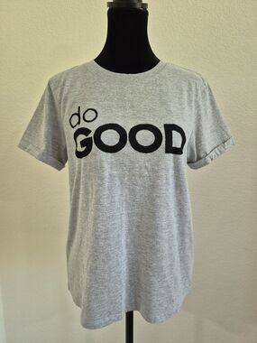 Black Embroidered 'do GOOD' Grey Graphic Tee